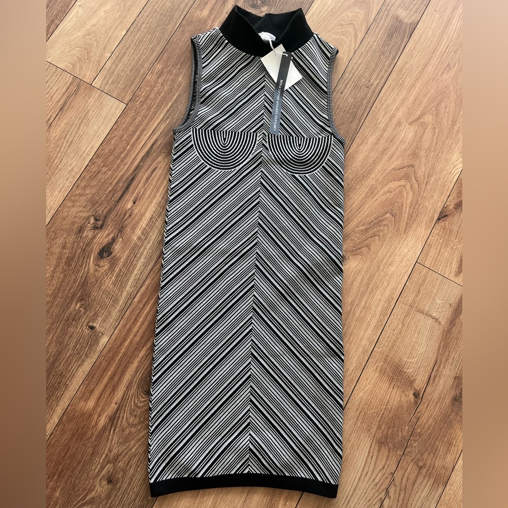 Zara Monochrome Chevron Mini Dress XS